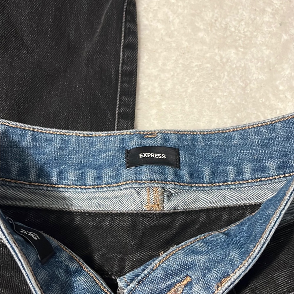 Express Two-Tone Black and Blue Jeans